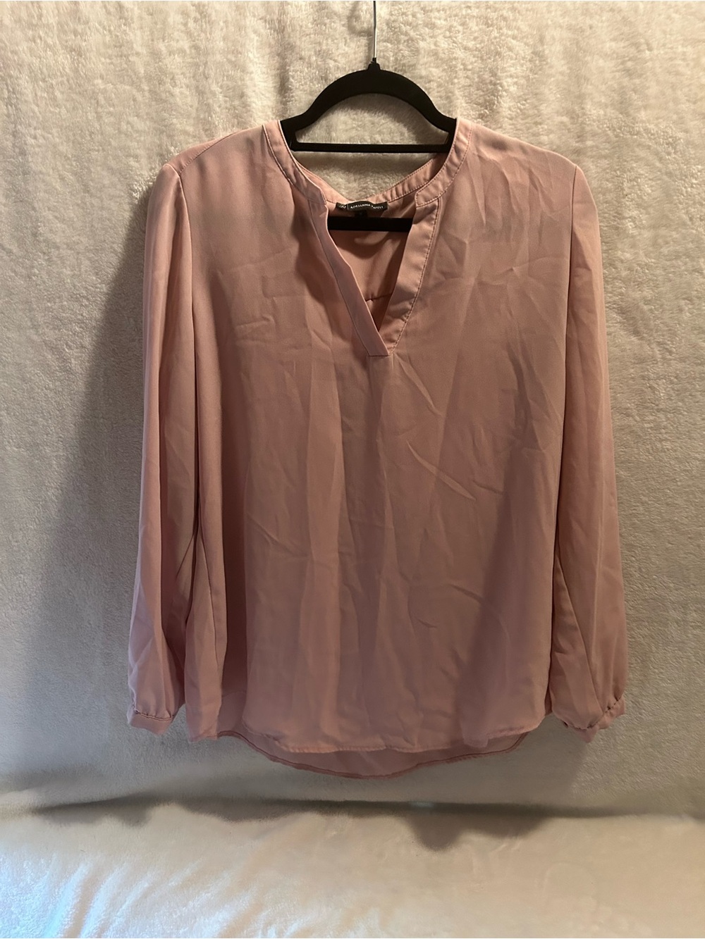 Adrianna Papell Dusty Rose V-Neck Long-Sleeve Blouse